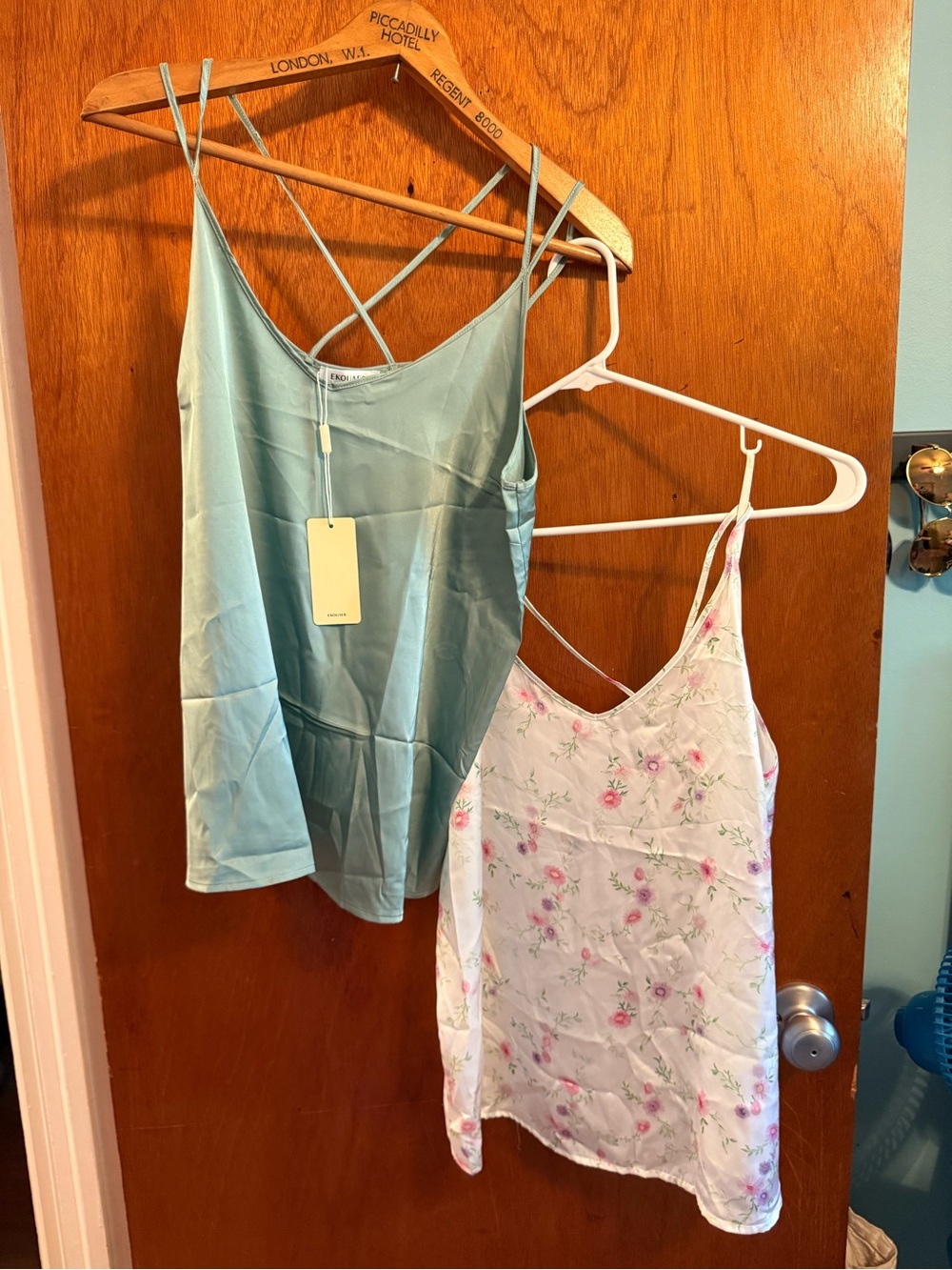 Silky Light green  and white floral Strappy Camisole Top - Unbranded
